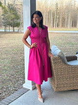 The Maggie Midi Dress - Magenta