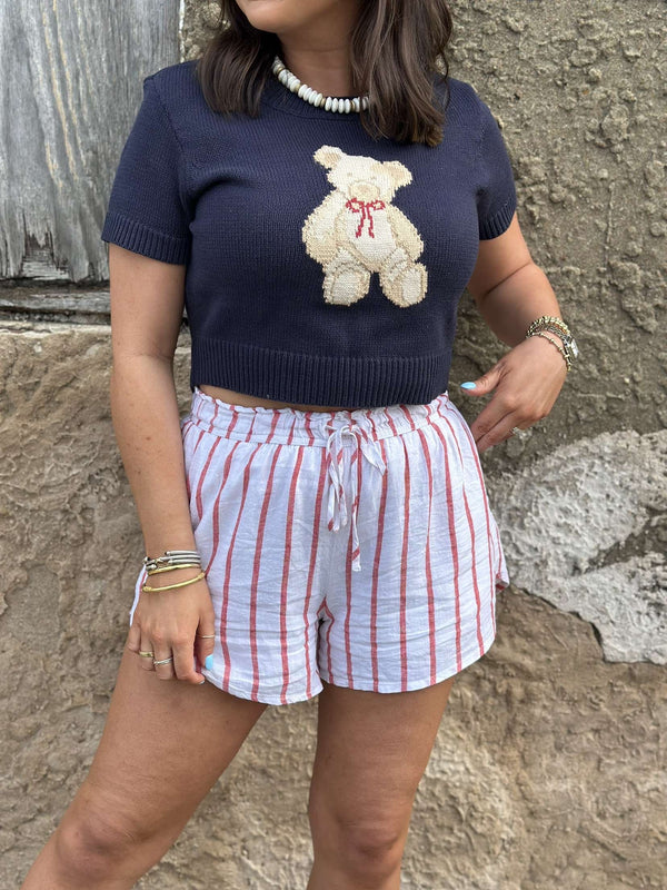 Z Supply | Perfect Linen Striped Short - Cabana Red