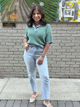 Mollie Multi Knit Top - Green/Blue