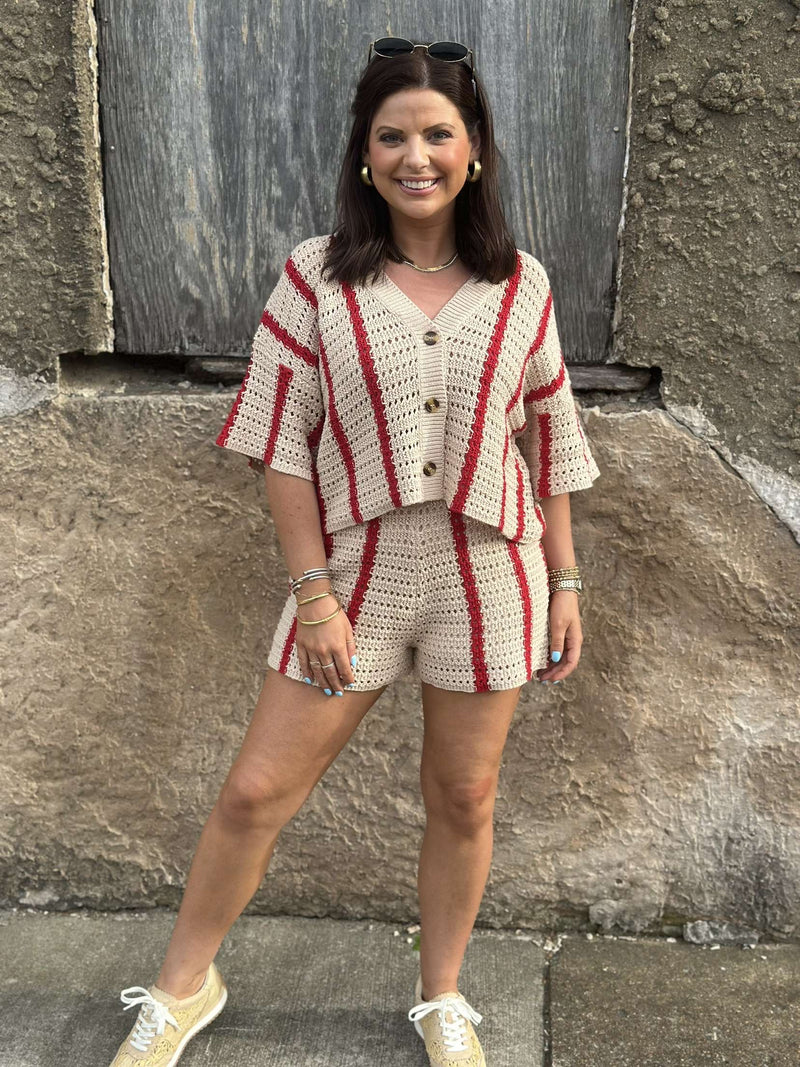 French Luxe Set Tan/Red Stripe