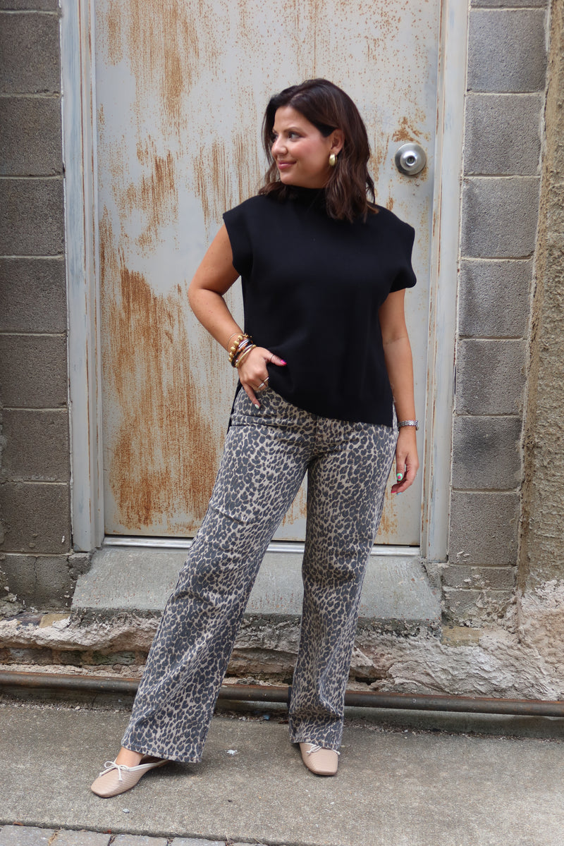 Neena Mock Neck Top - Black