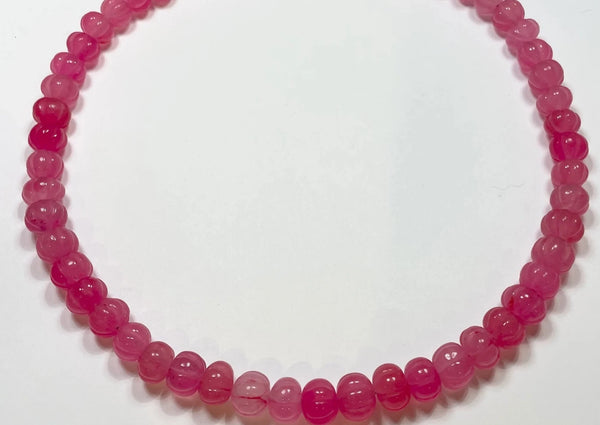 Theodosia: Bubble Gum Pink Carved Chalcedony Candy Necklace