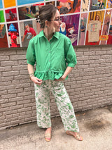 Leah Floral Pants - Green