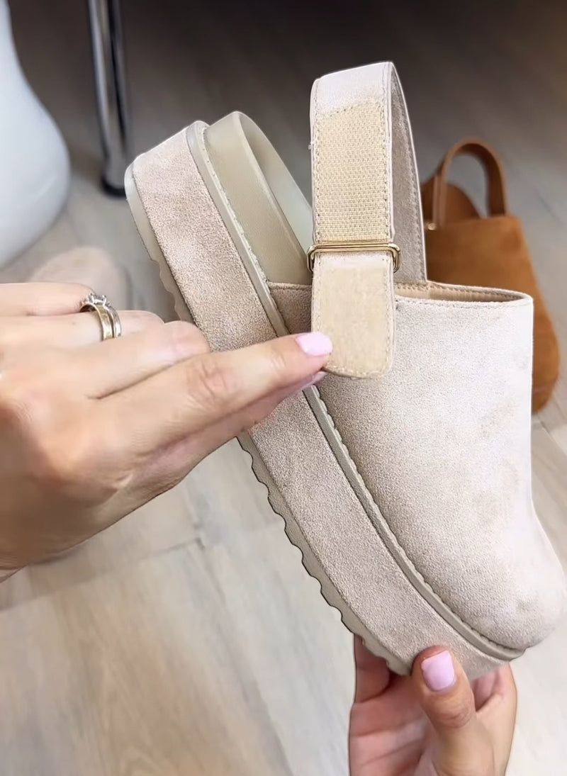Kate Slingback Clogs Beige
