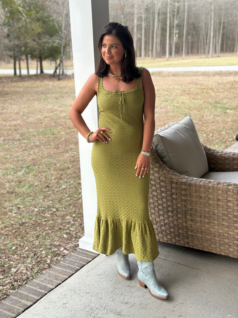 Kiwi Crochet Dress - Green Dream