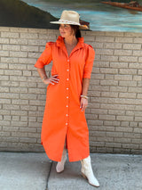 Neyland Midi Shirt Dress - Orange Pinstripe