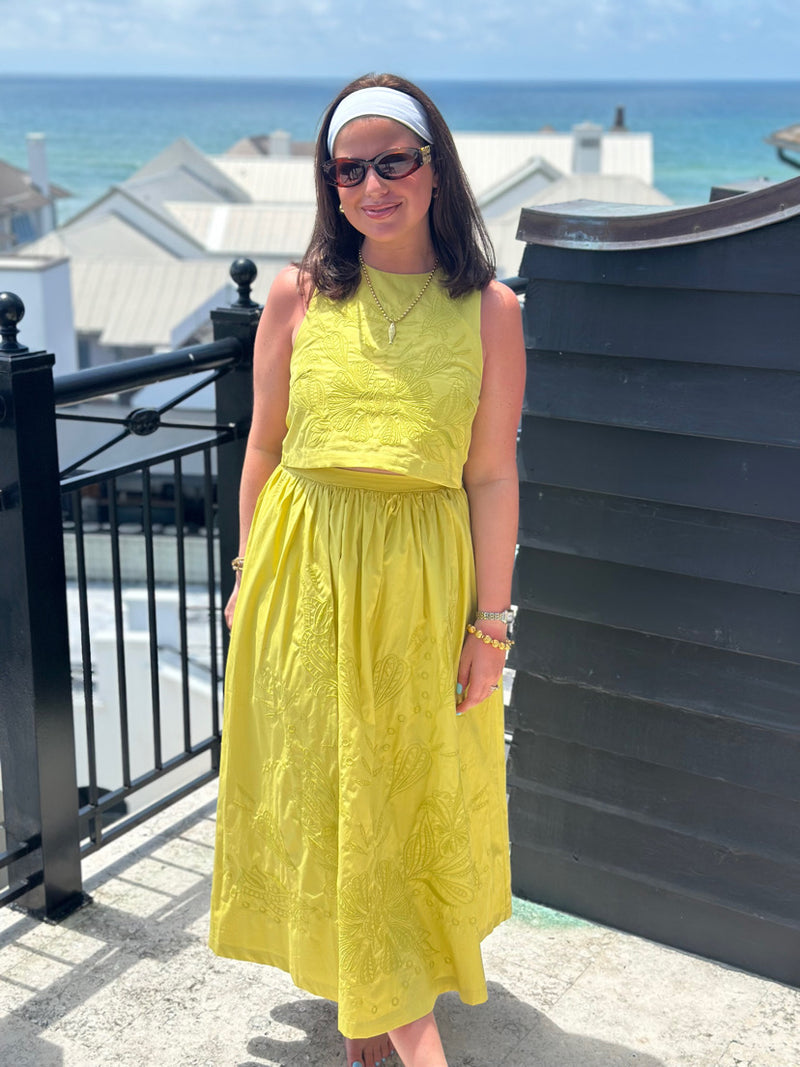 Anna Embroidered Lime Set