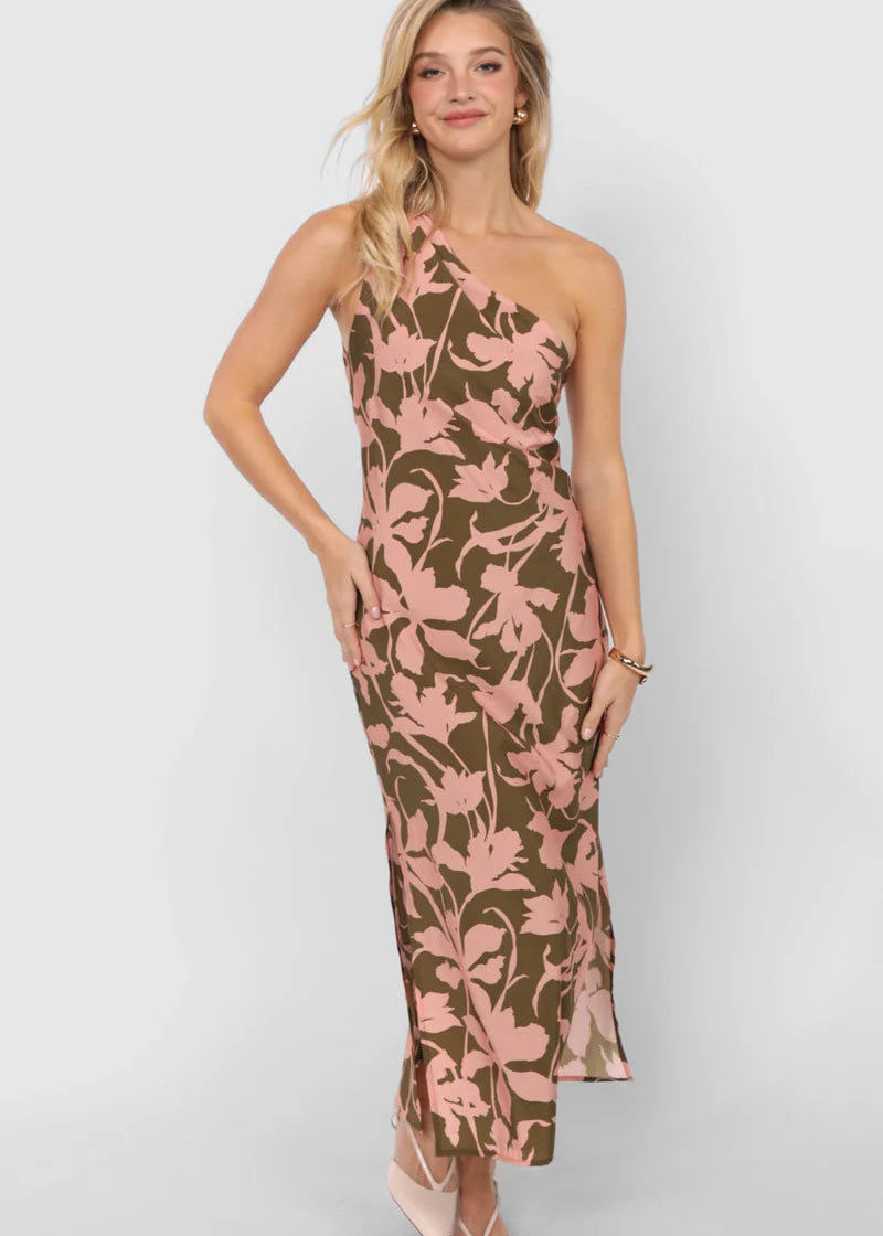 My Dearest Drapey Midi Dress - Pink Olive
