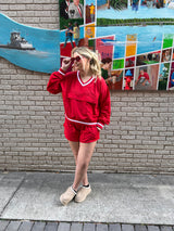 Woven Windbreaker Set - Red