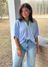 Jennings Stripe Blouse - Blue