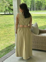 Cady Open Back Woven Dress - Tan