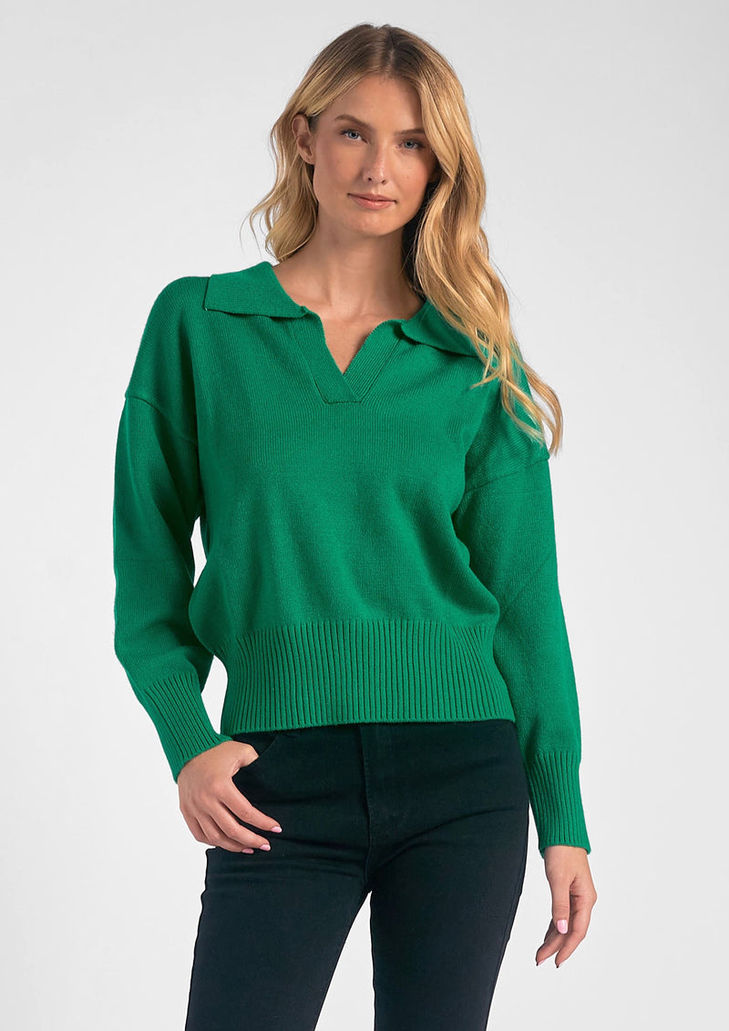 Elan: Lucky Me Sweater - Kelly Green