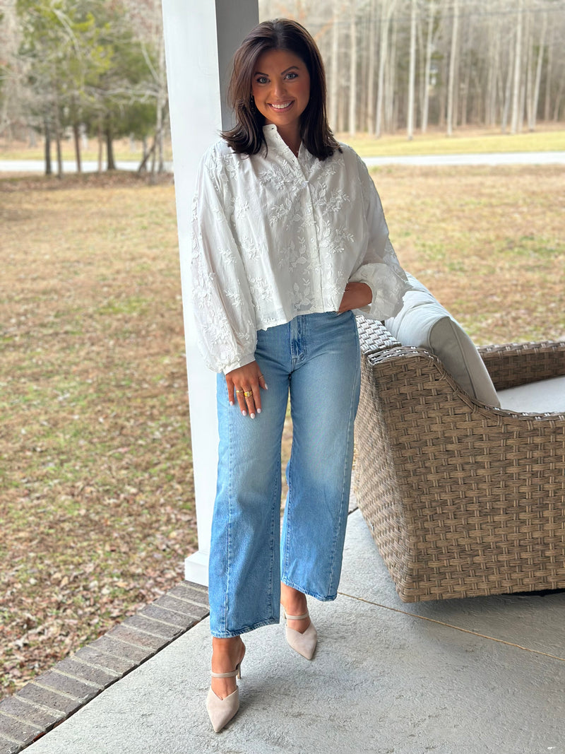 Ivy Textured Blouse - Off White