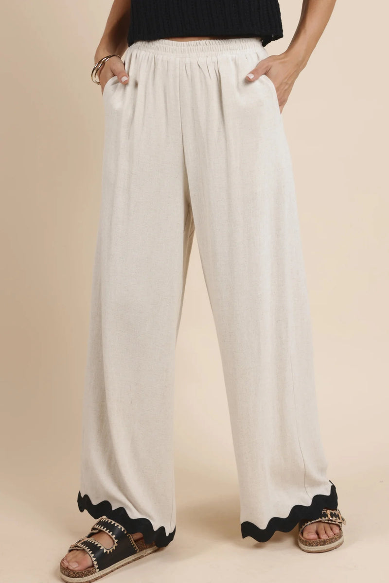 Sugarloaf Wavy Trim Pants - Oatmeal
