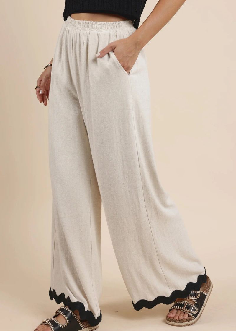 Sugarloaf Wavy Trim Pants - Oatmeal