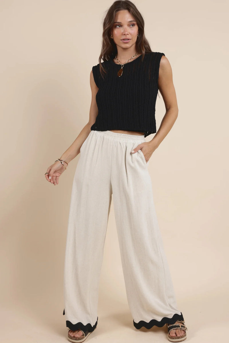 Sugarloaf Wavy Trim Pants - Oatmeal