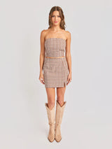 Mustang Gingham Mini Skirt - Brown
