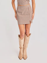 Mustang Gingham Mini Skirt - Brown