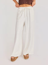 Sugarloaf Stripe Pants - White/Brown