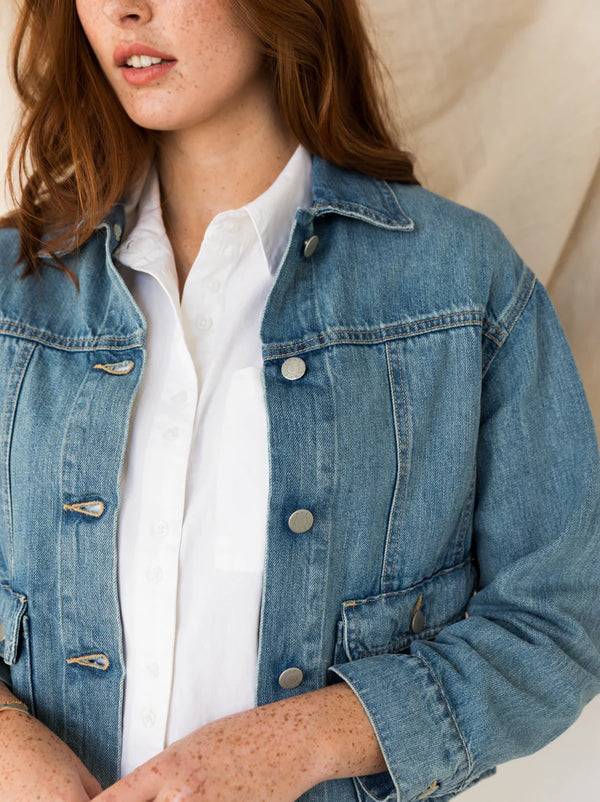 Able: Aspen Cropped Jacket Sky Blue Wash