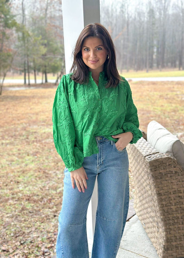 Ivy Textured Blouse - Green