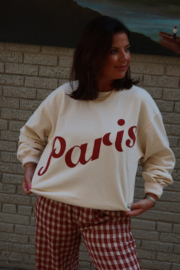 Paris Patch Front Sweatshirt - Cream