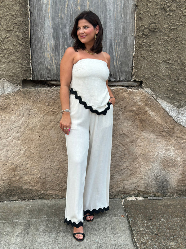 Sugarloaf Wavy Trim Pants - Oatmeal