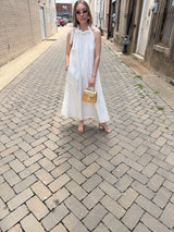 Julia Tie Neck Maxi Dress - Spring White