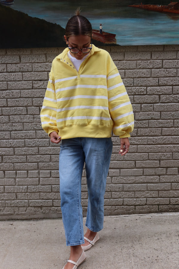 Addison Stripe Pullover - Yellow/White