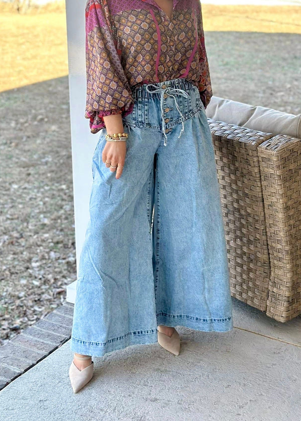 Mary Jane Wide Leg Pants - Denim