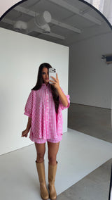 Adrienne | Faye Woven Shorts - Pink Seer Gingham
