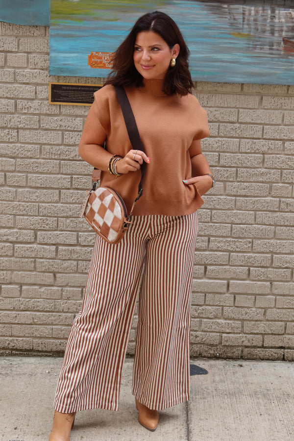 Cami Striped Wide Leg Pant - Camel