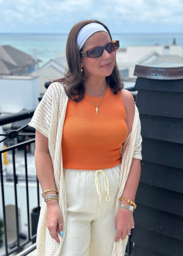 Alexis Knit Tank Sweater - Orange