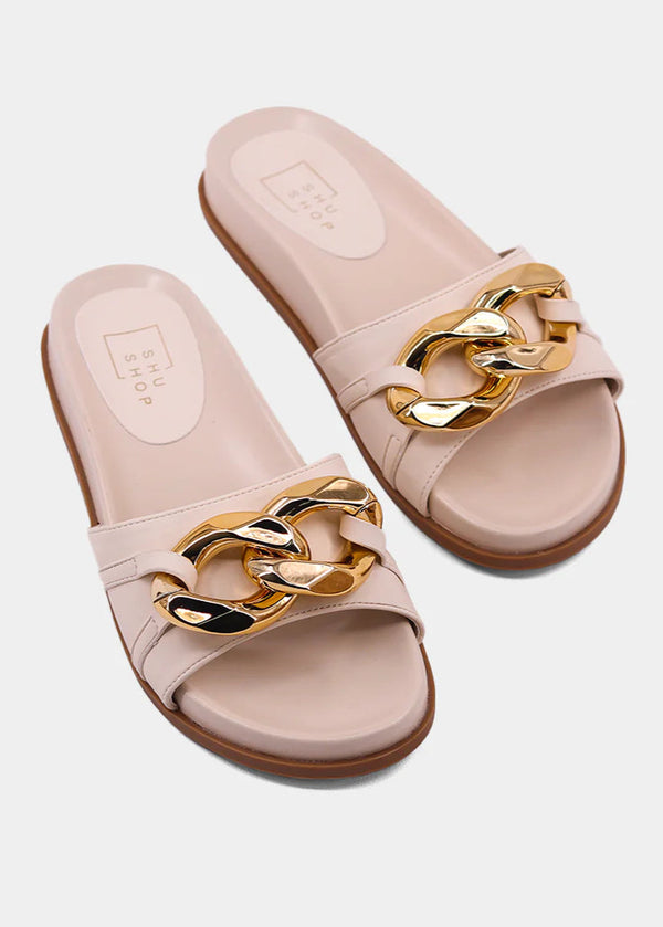 Cassie Chain Slide Sandal - Bone