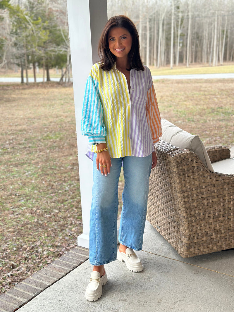 Spring Sorbet Blouse- Yellow/Purple