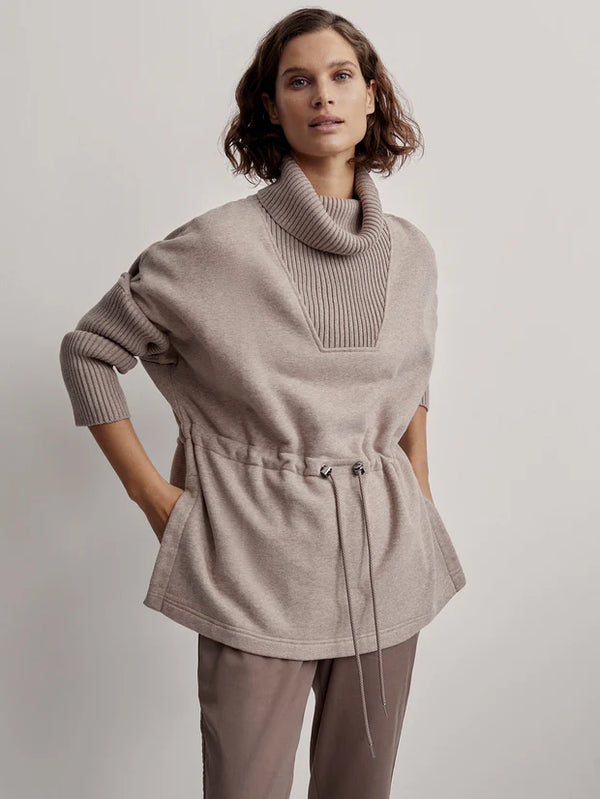 Varley Cavello Longline Sweat | Taupe Marl