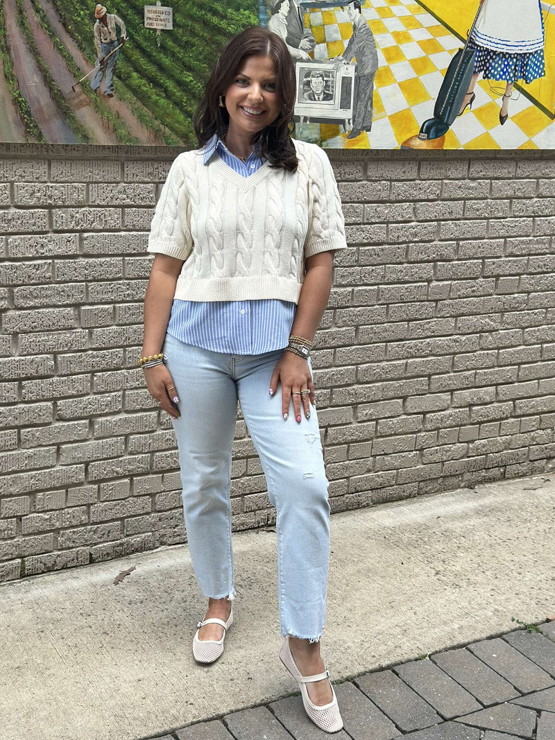 Carmen Sweater Top - Oatmeal