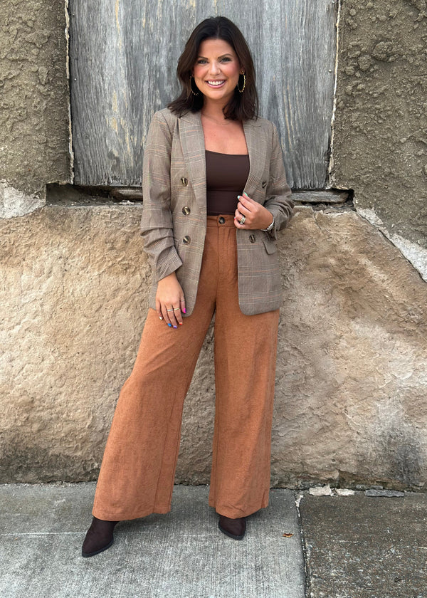 Roxy Plaid Blazer - Brown