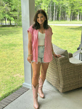 Sidney Stripe Top - Cherry Red