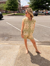 Palm Social Short Set - Olive