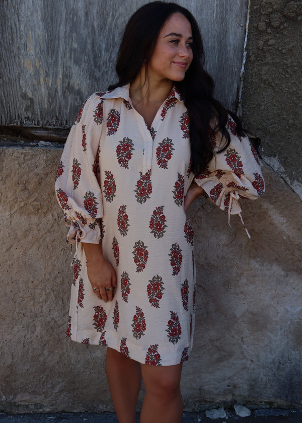 Esme Floral Mini Dress - Ecru
