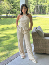 Steve Madden | Venetia Pin Stripe Pants - Oatmeal