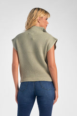 Elan: Quarter Zip Sweater Top - Sage
