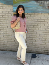 Tommie Stripe Tie Front Tee - Cherry
