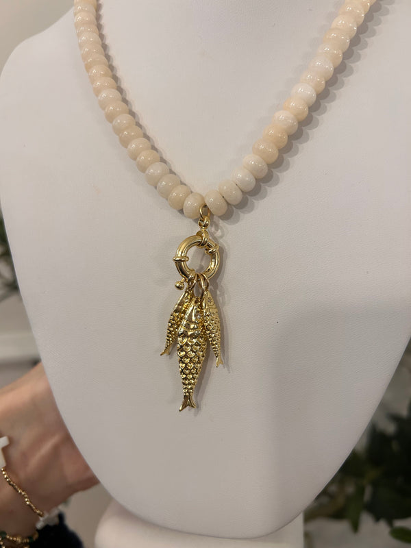ALV JEWELS | Cream Fish on Necklace