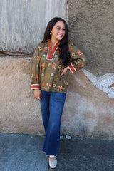 Thankful Spirit Blouse - Olive