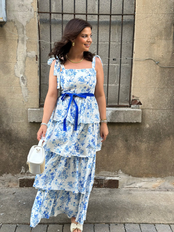 The Madeleine Dress - Blue/White