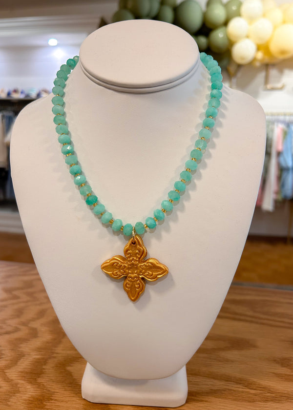 Hidden Truth | Aquamarine Sea Glass with Kait Cross