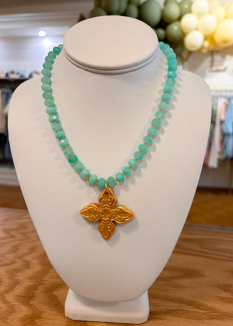 Hidden Truth | Aquamarine Sea Glass with Kait Cross