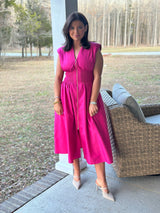 The Maggie Midi Dress - Magenta